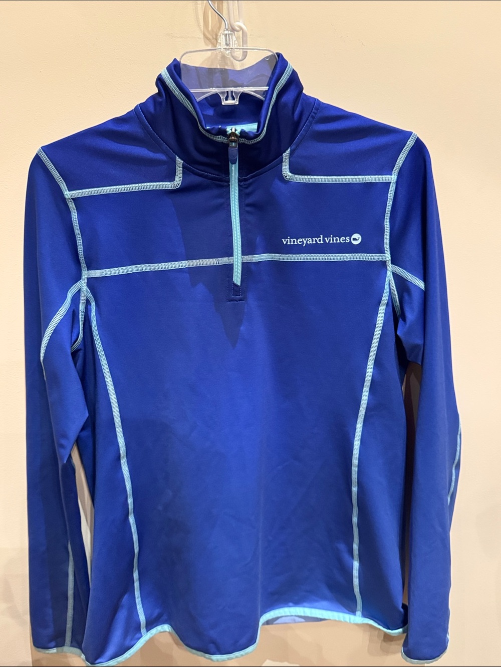 Vineyard Vines Royal Blue Long-Sleeve Swim Rash Guard with Light Blue Trim